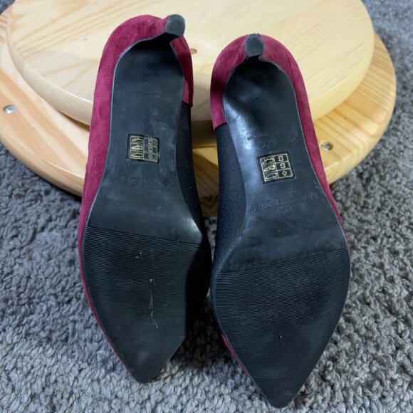 LK Bennett Heels Womens Size 7 Red Suede Pointed Toe Stiletto Slip On Pumps - Picture 8 of 9